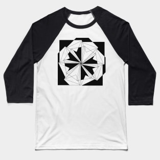 Geometric black and white linear flower Baseball T-Shirt